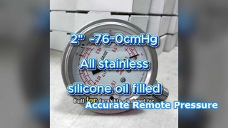 2 اینچ 50mm -0.1~0MPa -76~0cmHg تمام ضد زنگ، مقاوم در برابر لرزش، روغن سیلیکون پر شده است