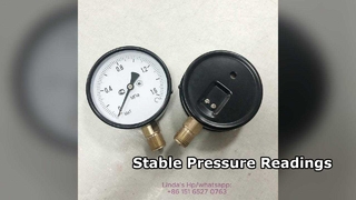 4 اینچ 100 میلی‌متر قاب فولادی مشکی، داخل برنجی و نخ، صفحه عمودی 0~1.6MPa.M20*1.5.