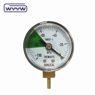 40mm -100-0 Kpa Manometer Vacuum Gauge پایین نصب فولادی کیس با اتصال مس