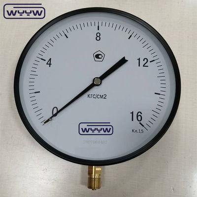 250MM لوله سنگین بوردون با دقت بالا حرکت فشار سنج 16Kgf / cm2
