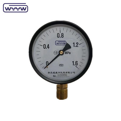 قاب فولاد سیاه عمومی 100mm پایین استاندارد M20X1.5 مانومتر لوله بوردون 1.6 mpa