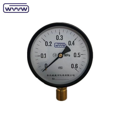 100mm نوع لوله بوردون فولادی سیاه اتصال پایین MPa فشار سنج ریل مشترک