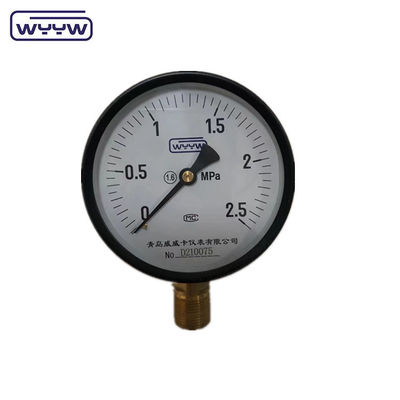 100mm نوع لوله بوردون فولادی سیاه اتصال پایین MPa فشار سنج ریل مشترک