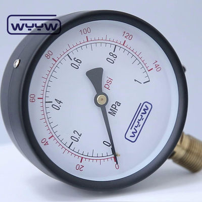 100mm آب عمومی فشار سنج تجاری مانومتر پایین نصب