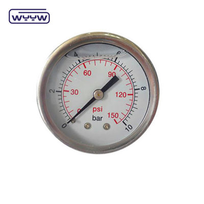EN837-1 63mm عقب تمام فولاد ضد زنگ برنج لوله بوردون فشار سنج 0-20bar/0-300psi 1/4&quot;NPT رشته