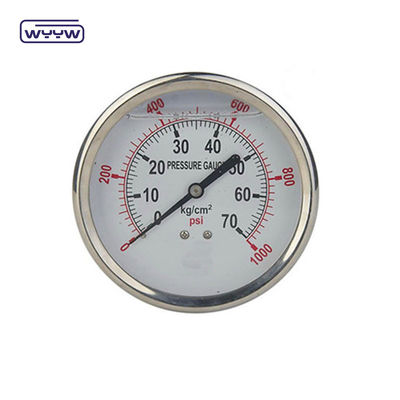 EN837-1 63mm عقب تمام فولاد ضد زنگ برنج لوله بوردون فشار سنج 0-20bar/0-300psi 1/4&quot;NPT رشته