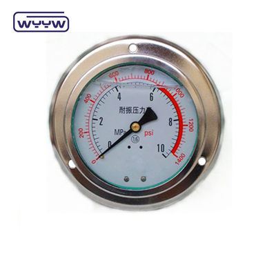 پانل نصب 4&quot; 1/2&quot;NPT یا BSP Bar Psi Double Scale مایع روغن پر کردن PG100 سری فشار سنج ضد زنگ