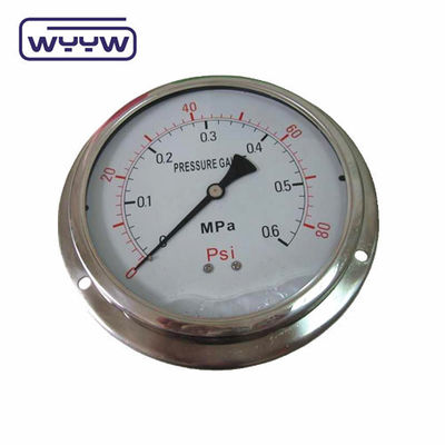 پانل نصب 4&quot; 1/2&quot;NPT یا BSP Bar Psi Double Scale مایع روغن پر کردن PG100 سری فشار سنج ضد زنگ