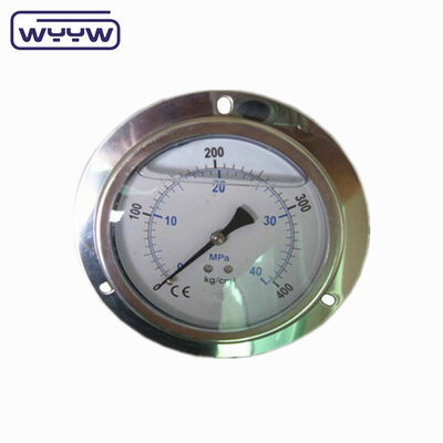 پانل نصب 4&quot; 1/2&quot;NPT یا BSP Bar Psi Double Scale مایع روغن پر کردن PG100 سری فشار سنج ضد زنگ