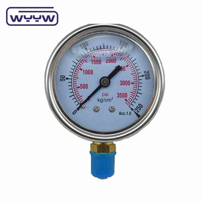 فشار آب قابل حمل هیدرولیک فشار سنج سنج پایین نصب کیس ضد زنگ 100MM دزدید فشار سنج 600 بار