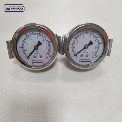 نوع U-clamp کلاس 1.6٪ 2.5 اینچ Manometer فشار ضد ارتعاش
