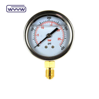 EN837-1 گلیسیرین 63mm 1psi 0- 600 Psi Npt 1/4 فشار سنج پر شده از روغن