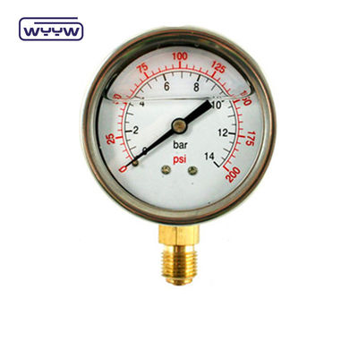 EN837-1 گلیسیرین 63mm 1psi 0- 600 Psi Npt 1/4 فشار سنج پر شده از روغن