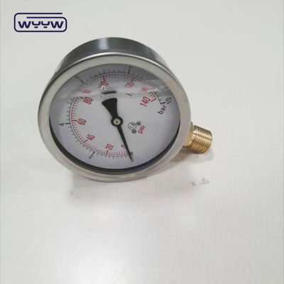 100mm 1.6% 1% دقت فشار سنج پمپ، فشار سنج فرقی برای فیلترها، فشار سنج