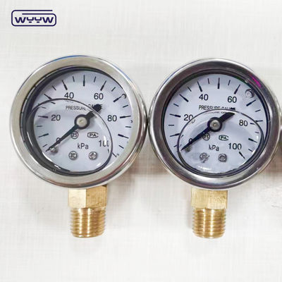 40mm dial ss304 casing pointer type borodon tube عمودی 0-10bar /psi فشار سنج پر شده از روغن 1-1/2