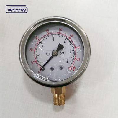 اتصال برنجی با کیفیت بالا 1/4 &quot;BSP دو بار مقیاس Psi EN837-1 Accurac 1.6 فشار سنج پر مایع