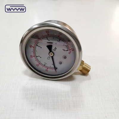 اتصال برنجی با کیفیت بالا 1/4 &quot;BSP دو بار مقیاس Psi EN837-1 Accurac 1.6 فشار سنج پر مایع