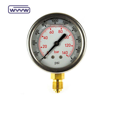 عرضه کارخانه DN65 فولاد ضد زلزله 2،5 اینچ 1/4 &quot;NPT فشار سنج دیزل روغن مایع
