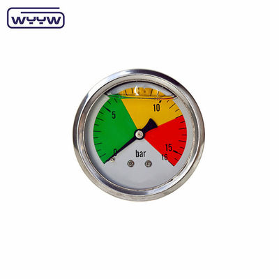 63mm EN837-1 آب هیدرولیک 0-10bar / psi وارد شدن محوری روغن گلیسیرین پر فشار 2.5 