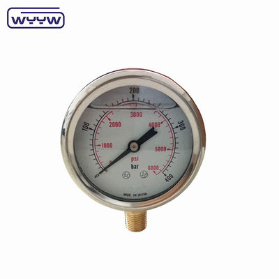 YN60 ضدصدمه داخل پایین شعاعی روغن پر شده فولاد ضد زنگ 2.5 اینچ گج فشار بالا 400 بار