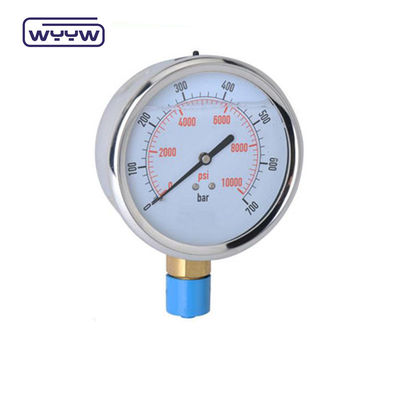 4 اينچ پايين 1/2 &quot; Bsp گليسيرين سيليكون پر شده فشار سنج 1.6 درصد دقت