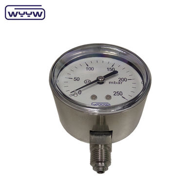 کپسول شعاعی 1/4&quot;bsp 63mm فشار پایین KPA mbar مانومتر فولاد ضد زنگ فشار سنج تجاری