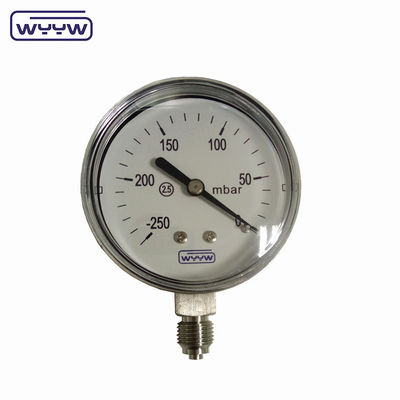 کپسول شعاعی 1/4&quot;bsp 63mm فشار پایین KPA mbar مانومتر فولاد ضد زنگ فشار سنج تجاری