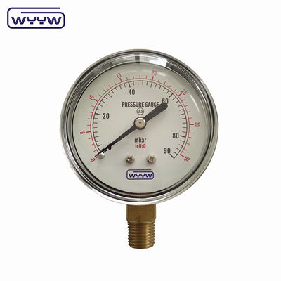 فولاد سیاه 1/4 اینچ npt bsp نخ برنج دقت شعاعی 1.6 فشار کم مانومتر هوا فشار سنج 60mbar