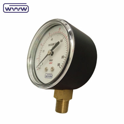 فولاد سیاه 1/4 اینچ npt bsp نخ برنج دقت شعاعی 1.6 فشار کم مانومتر هوا فشار سنج 60mbar