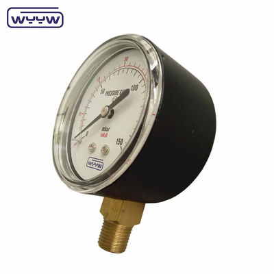فولاد سیاه 1/4 اینچ npt bsp نخ برنج دقت شعاعی 1.6 فشار کم مانومتر هوا فشار سنج 60mbar