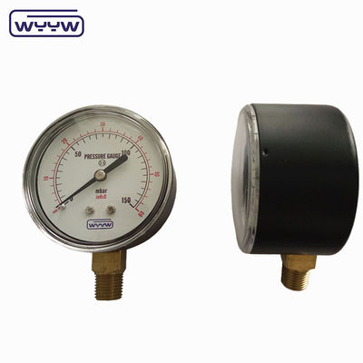 فولاد سیاه 1/4 اینچ npt bsp نخ برنج دقت شعاعی 1.6 فشار کم مانومتر هوا فشار سنج 60mbar