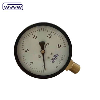 KPa فشار پایین WYYW 4 اینچ 100mm کیس فولاد سیاه پایین ورودی نطفه mbar cmh2o مانومتر
