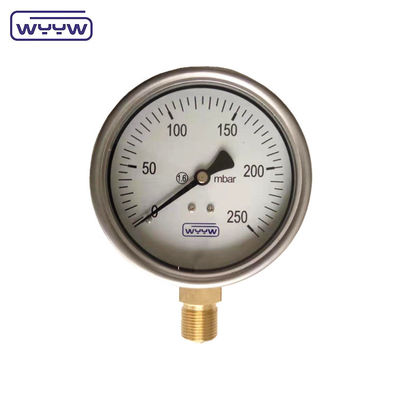 چين کارخانه فشار سنج کپسول 100mm mbar ss مورد برنج اتصال 1/2&quot;bsp cmh2o فشار کم مانومتر