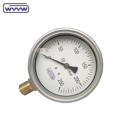 چين کارخانه فشار سنج کپسول 100mm mbar ss مورد برنج اتصال 1/2&quot;bsp cmh2o فشار کم مانومتر