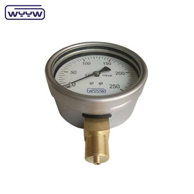 چين کارخانه فشار سنج کپسول 100mm mbar ss مورد برنج اتصال 1/2&quot;bsp cmh2o فشار کم مانومتر