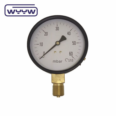 مانومتر پایین SS 63mm InH2O WC فشار سنج Mbar Bellows فشار سنج