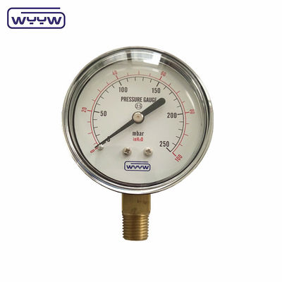 150mbar کم Bellows نوع فشار سنج مانومتر 63mm پایین نصب