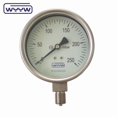 100mm 4&quot; تمام فولاد ضد زنگ فشار سنج، Bellow نوع فشار سنج