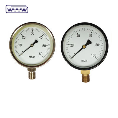 80mm Kpa Mbar Bellows Pressure Gauge Manometer فشار پایین اتصال شعاعی