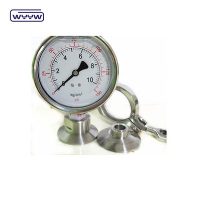 SS316 سیلیکون فشار سنج بهداشتی 100mm 1.6% دقت