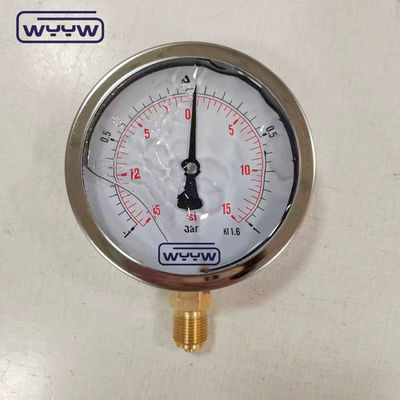 SS304 صورت ترکیب گج فشار گج جهت شعاعی -1-1bar -15-15psi 100mm پر کردن روغن