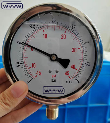 SS304 صورت ترکیب گج فشار گج جهت شعاعی -1-1bar -15-15psi 100mm پر کردن روغن