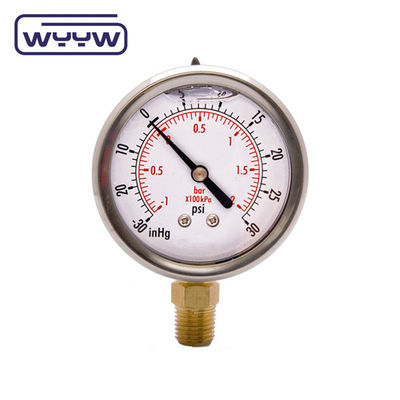 SS304 صورت ترکیب گج فشار گج جهت شعاعی -1-1bar -15-15psi 100mm پر کردن روغن