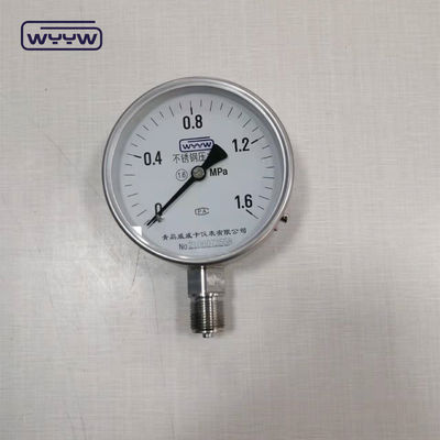 100mm دقیق KL1.6 فولاد ضد زنگ هوا اکسیژن استفاده خشک بدون فشار روغن