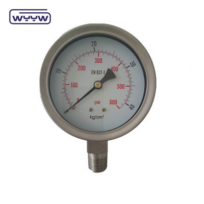 0-10bar 0-250bar 0-600 Bar مایع پر شده فشار سنج 1 سال گارانتی