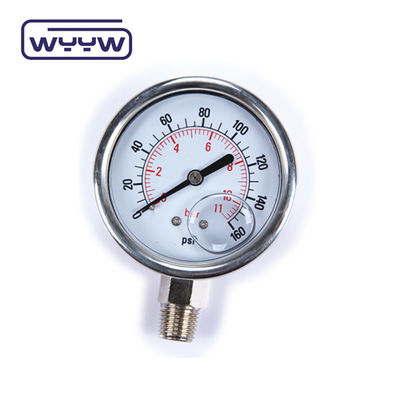 60mm Dial مایع پر فشار 250 بار مانومتر EN 837-1