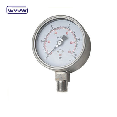 سیلیکون 4 اینچ بیزل حلقه فشار سنج 100mm دایل پایین نصب