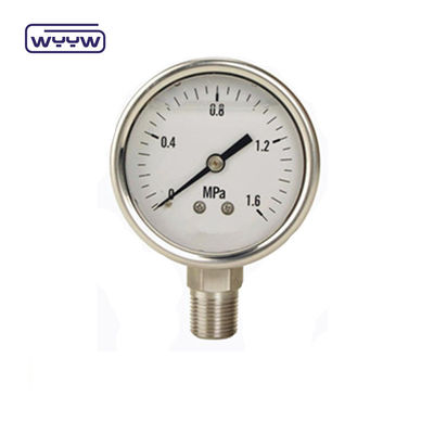 SS316 پایین 63mm مایع پر شده فشار سنج عمومی مانومتر