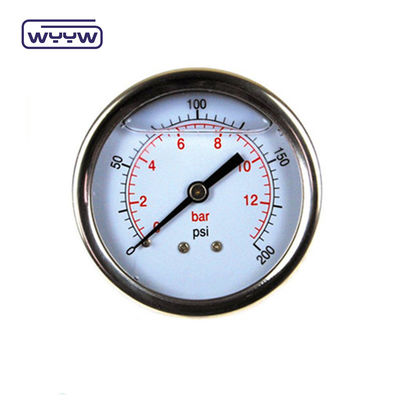 اتصال پشت 100mm فشار سنج پر شده از روغن Ss304 فولاد ضد زنگ