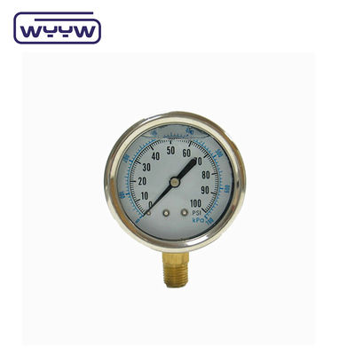 سیلیکون / گلیسیرین مایع پر شده فشار سنج 0-600bar Aseismic